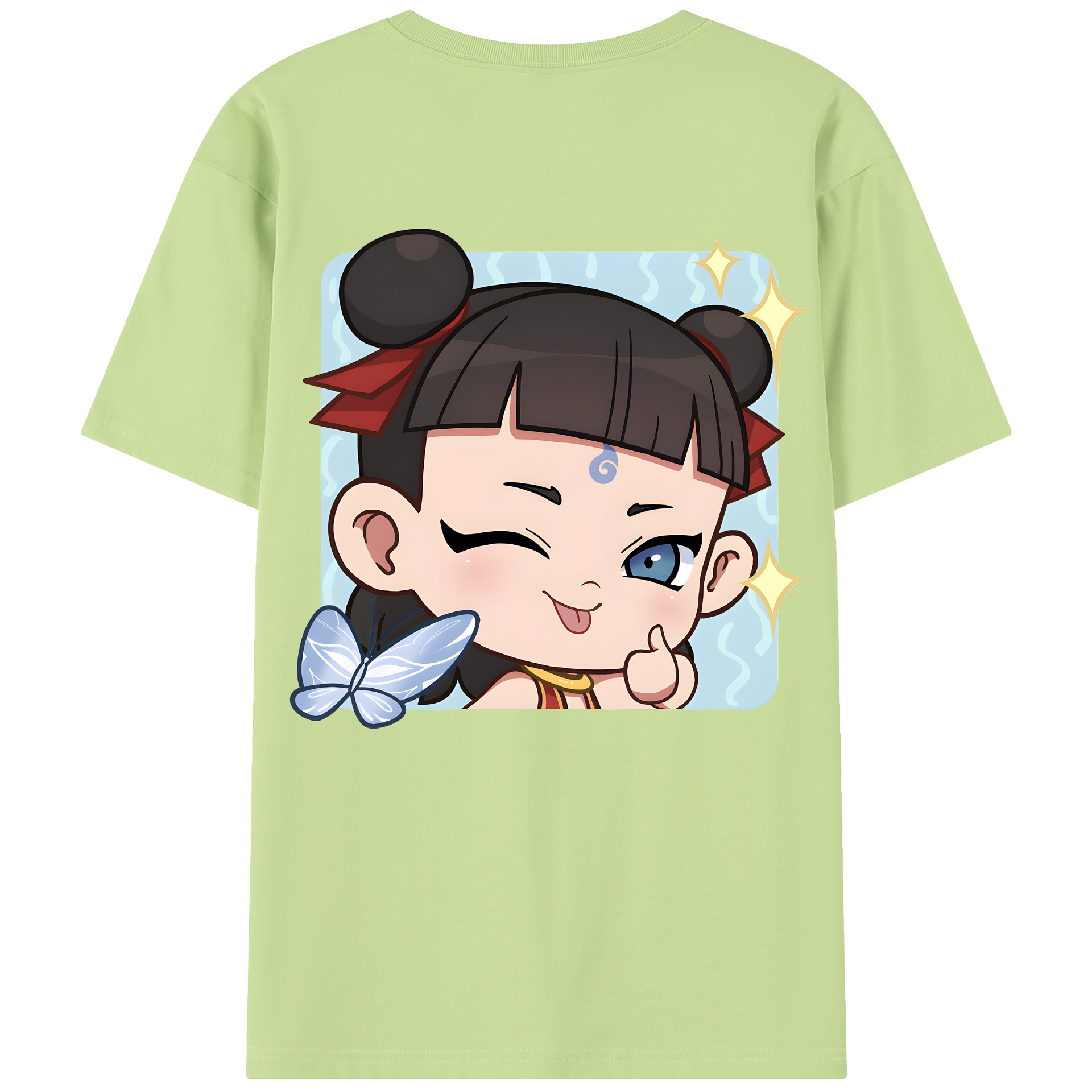 （画像用） Ne Zha 2 ナタ 魔童の大暴れ 綿100％半袖Tシャツ（背面プリント）